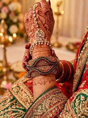 Indian Kada Bangles Pair Red Green Gold Size 2.8